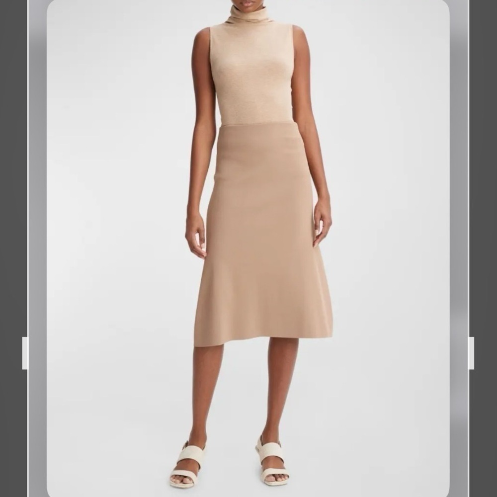 Vince Soft Sculpted Knee-Length Skirt in CASHEW Size M - Picture 3 of 9